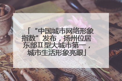 “中国城市网络形象指数”发布，扬州位居东部Ⅱ型大城市第一，城市生活形象亮眼