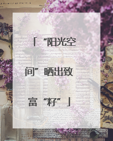 “阳光空间”晒出致富“籽”