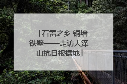 石雷之乡 铜墙铁壁——走访大泽山抗日根据地