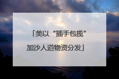 美以“插手包揽”加沙人道物资分发