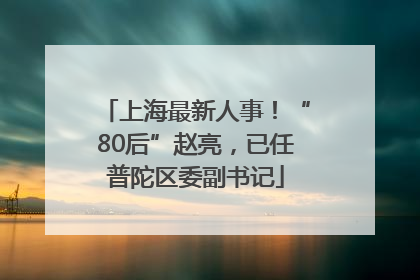 上海最新人事！“80后”赵亮，已任普陀区委副书记