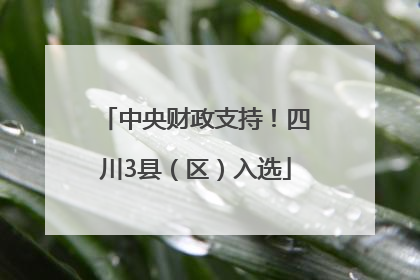 中央财政支持！四川3县（区）入选