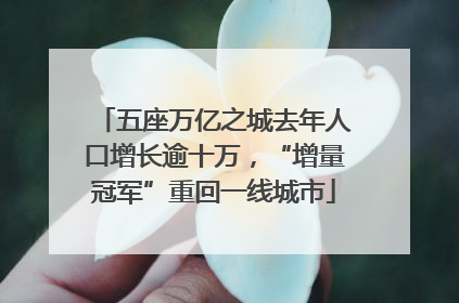 五座万亿之城去年人口增长逾十万，“增量冠军”重回一线城市