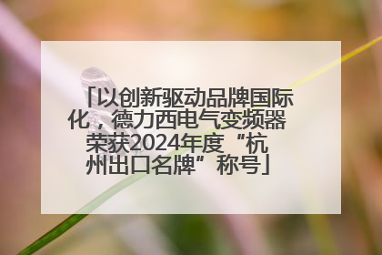 以创新驱动品牌国际化，德力西电气变频器荣获2024年度“杭州出口名牌”称号