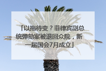 以拖待变？菲律宾副总统弹劾案被退回众院，新一届国会7月成立