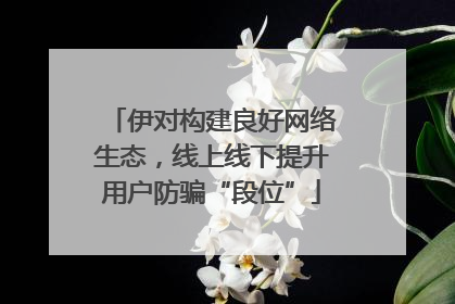 伊对构建良好网络生态，线上线下提升用户防骗“段位”