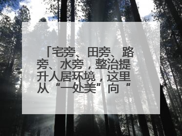 宅旁、田旁、路旁、水旁，整治提升人居环境，这里从“一处美”向“全域美”蝶变