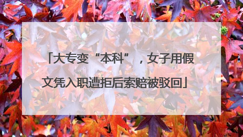 大专变“本科”，女子用假文凭入职遭拒后索赔被驳回
