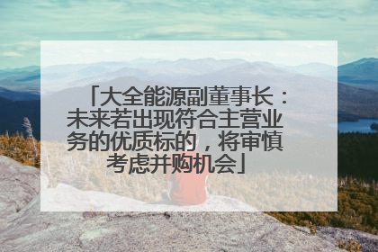 大全能源副董事长：未来若出现符合主营业务的优质标的，将审慎考虑并购机会