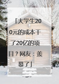 大学生200元的成本干了20亿的项目？网友：羡慕了