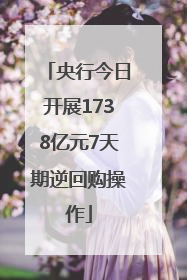 央行今日开展1738亿元7天期逆回购操作