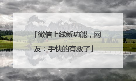 微信上线新功能，网友：手快的有救了