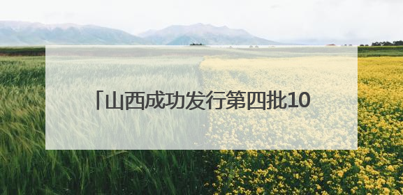 山西成功发行第四批106.79亿元政府债券