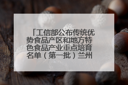 工信部公布传统优势食品产区和地方特色食品产业重点培育名单（第一批）兰州牛肉拉面位列其中