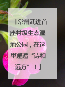 常州武进首座村级生态湿地公园，在这里邂逅“诗和远方”！