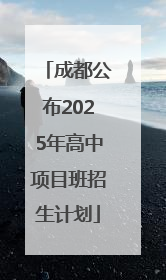 成都公布2025年高中项目班招生计划