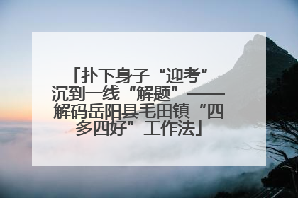 扑下身子“迎考” 沉到一线“解题”——解码岳阳县毛田镇“四多四好”工作法