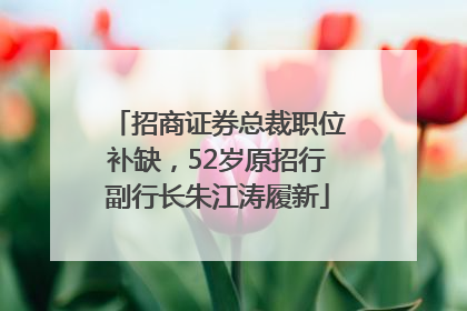 招商证券总裁职位补缺，52岁原招行副行长朱江涛履新