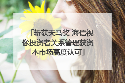 斩获天马奖 海信视像投资者关系管理获资本市场高度认可