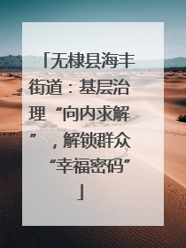 无棣县海丰街道：基层治理“向内求解”，解锁群众“幸福密码”