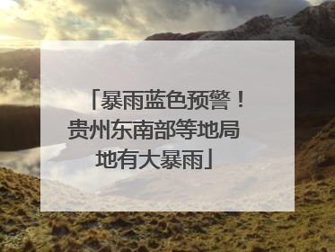 暴雨蓝色预警！贵州东南部等地局地有大暴雨