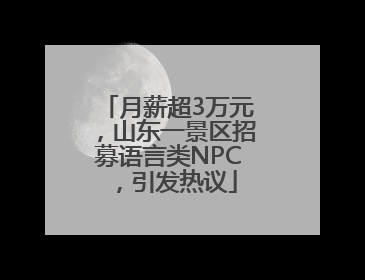 月薪超3万元，山东一景区招募语言类NPC，引发热议