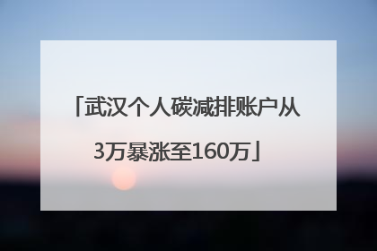 武汉个人碳减排账户从3万暴涨至160万