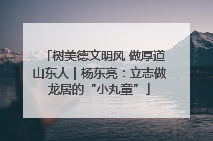 树美德文明风 做厚道山东人｜杨东亮：立志做龙居的“小丸童”