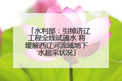 水利部：引绰济辽工程全线试通水 将缓解西辽河流域地下水超采状况