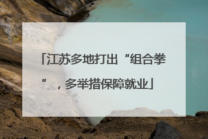 江苏多地打出“组合拳”，多举措保障就业