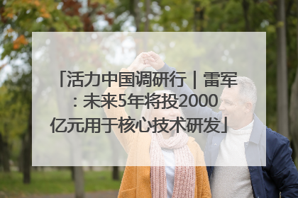 活力中国调研行｜雷军：未来5年将投2000亿元用于核心技术研发