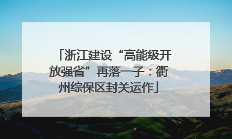 浙江建设“高能级开放强省”再落一子：衢州综保区封关运作