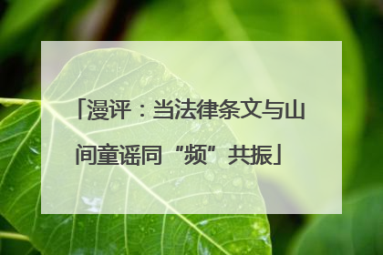 漫评：当法律条文与山间童谣同“频”共振