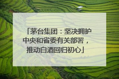茅台集团：坚决拥护中央和省委有关部署，推动白酒回归初心