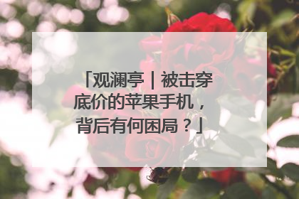 观澜亭｜被击穿底价的苹果手机，背后有何困局？