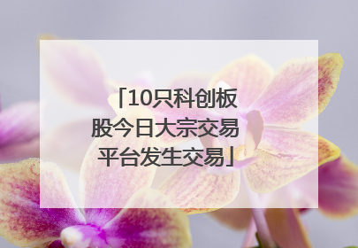 10只科创板股今日大宗交易平台发生交易
