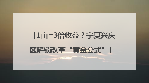 1亩=3倍收益？宁夏兴庆区解锁改革“黄金公式”
